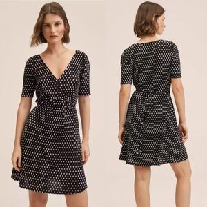 Mango Black & White Polka Dot A-Line Dress